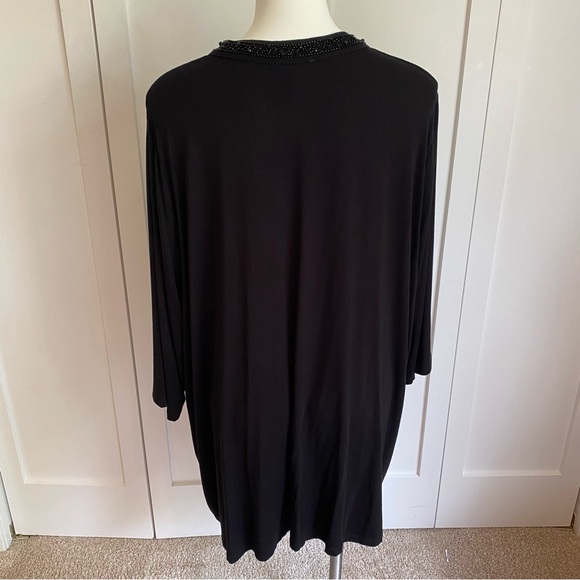 Selection by Ulla Popken Black Beaded Neckline Tunic- Size 28/30 - Picture 3 of 5
